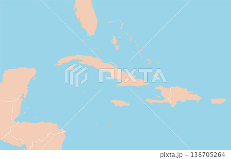 キューバとカリブ海諸国 マップイラスト (白地図) 138705264