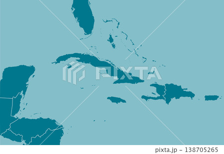 キューバとカリブ海諸国 マップイラスト (白地図) 138705265