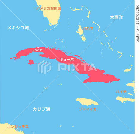 キューバとカリブ海諸国 マップイラスト (正方形) 138705266