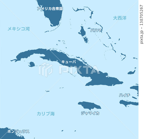 キューバとカリブ海諸国 マップイラスト (正方形) 138705267