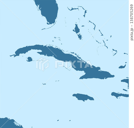 キューバとカリブ海諸国 マップイラスト (白地図) 138705269