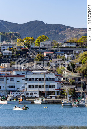 真鶴の密集した住宅街と海辺の風景(神奈川県真鶴町) 真鶴の密集した住宅街と海辺の風景(神奈川県真鶴町) 138705468