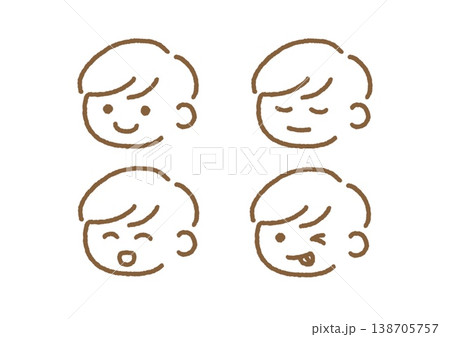 シンプルな男の子の顔イラスト シンプルな男の子の顔イラスト 138705757