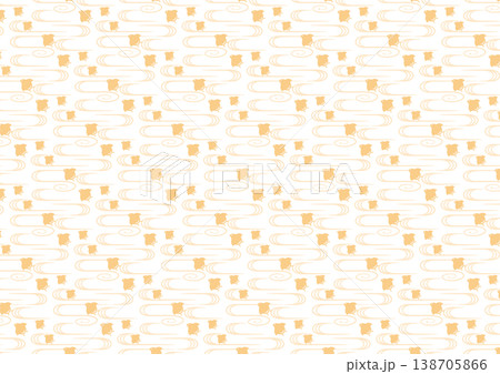 【日本の伝統模様】千鳥・千鳥格子のシームレスパターン（黄系） 138705866