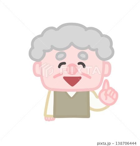 ニッコリ笑って指差しで説明するおじいさん 138706444