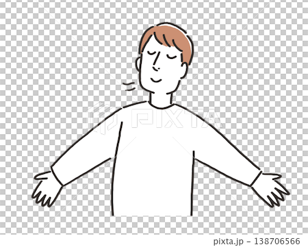 A man taking a deep breath (upper body) 138706566