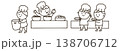 調理する人たち　線画のみ 138706712