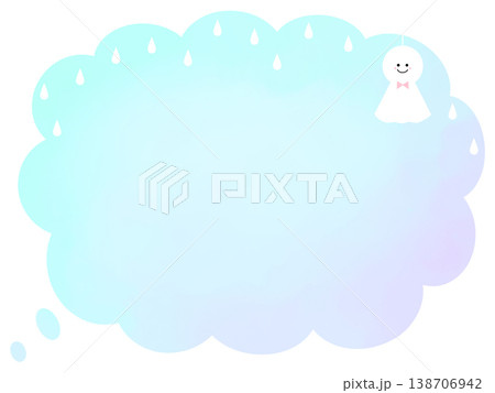 梅雨のもくもく思考吹き出し てるてる坊主と雨粒 梅雨のもくもく思考吹き出し てるてる坊主と雨粒 138706942