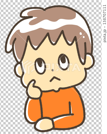A child who is thinking and worrying A child who is thinking and worrying 138707111