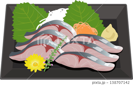 角皿の鯵のお造り 138707142