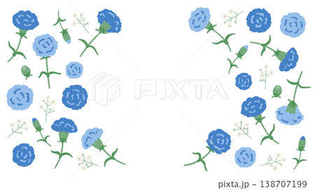 父の日カーネーションフレーム ブルー 中央余白 メッセージ背景素材 138707199