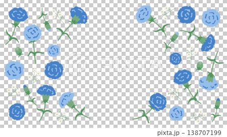 父の日カーネーションフレーム ブルー 中央余白 メッセージ背景素材 138707199