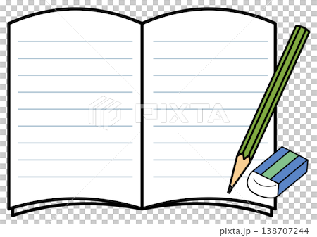 Design materials and decorative parts: Notebook (horizontal lines), writing instruments Design materials and decorative parts: Notebook (horizontal lines), writing instruments 138707244