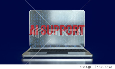 Futuristic Laptop Displaying AI Support Concept Technology Interface 3d render. 138707258