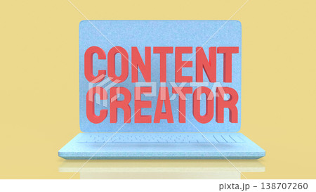 Creative Content Creator Concept Displayed On Modern Laptop Screen 3d render. 138707260