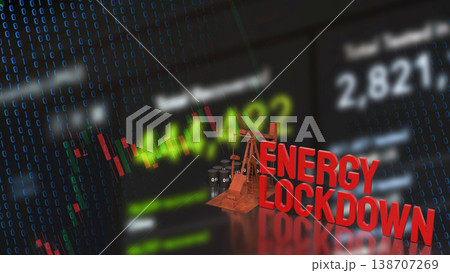 Digital Energy Lockdown Crisis with Oil Market Volatility Background 3d render. 138707269