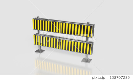 Yellow Black Metal Road Safety Barrier Sign 3d render. Yellow Black Metal Road Safety Barrier Sign 3d render. 138707289
