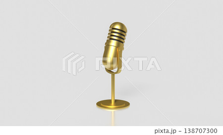 Golden Vintage Microphone Isolated On Minimal Background For Audio Concept 3d render. 138707300