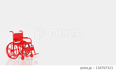 Red Wheelchair Accessibility Healthcare Disability Support Concept 3d render. Red Wheelchair Accessibility Healthcare Disability Support Concept 3d render. 138707321