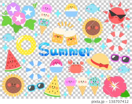 A collection of cute summer illustrations A collection of cute summer illustrations 138707412