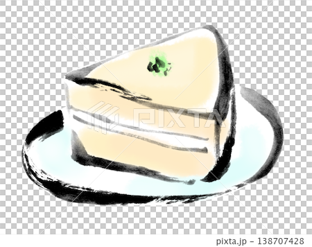 墨絵イラスト　水墨画　レアチーズケーキ 138707428