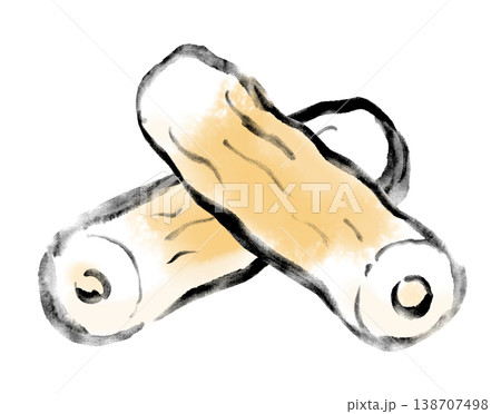 墨絵イラスト　水墨画　ちくわ 138707498