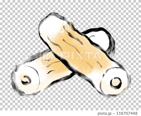 墨絵イラスト　水墨画　ちくわ 138707498