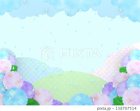 雨模様の紫陽花の3DCG風景 138707514