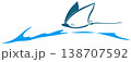 Icon of a stingray soaring above the waves 138707592