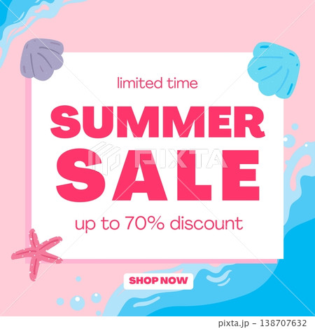 summer sale banner template with tropical leaves and sea ocean 138707632