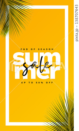 summer sale poster with tropical palm leaves summer sale poster with tropical palm leaves 138707643