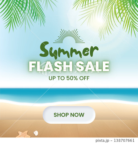summer sale banner template with tropical palm 138707661