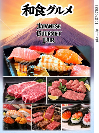 和食フェア 和食グル Japanese Gourmet Fair A3縦 寿司/刺身/焼肉/手巻き 和食フェア 和食グル Japanese Gourmet Fair A3縦 寿司/刺身/焼肉/手巻き 138707685
