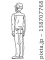 作業服を着た男性の後ろ姿の線画イラスト 138707768