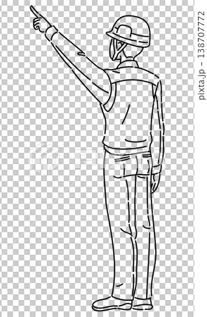 作業服を着て上方を指差す男性の後ろ姿の線画イラスト 作業服を着て上方を指差す男性の後ろ姿の線画イラスト 138707772