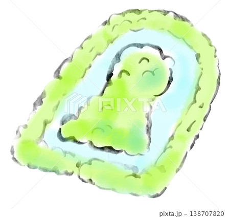 墨絵イラスト 水墨画 前方後円墳 墨絵イラスト 水墨画 前方後円墳 138707820