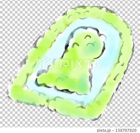 Ink painting illustration, ink wash painting, keyhole-shaped burial mound 138707820