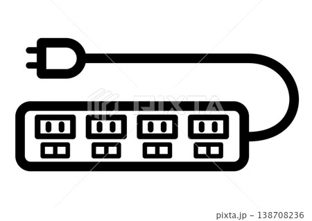 ONとOFFの切り替えができる電源タップのシンプルアイコン ONとOFFの切り替えができる電源タップのシンプルアイコン 138708236