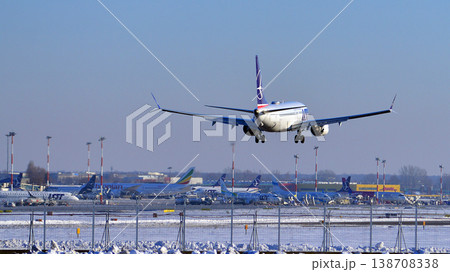 Warsaw, Poland. 3 February 2026. Plane SP-LWA LOT Polish Airlines Boeing 737-800 just before landing at the Chopin airport. Warsaw, Poland. 3 February 2026. Plane SP-LWA LOT Polish Airlines Boeing 737-800 just before landing at the Chopin airport. 138708338