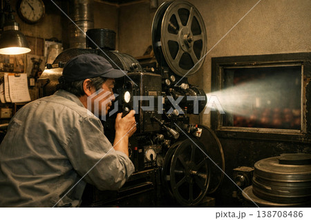 昭和の映画館　映写技師 138708486