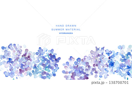 水彩画。水彩タッチの紫陽花イラスト。紫陽花の梅雨イラスト。ベクターアート。 138708701