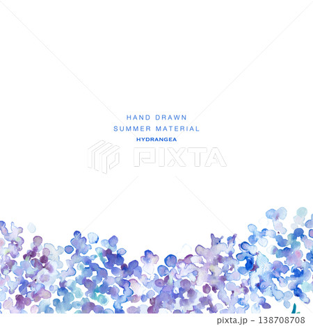 水彩画。水彩タッチの紫陽花イラスト。紫陽花の梅雨イラスト。ベクターアート。 138708708