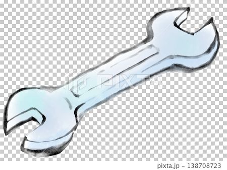 Ink painting illustration, sumi-e (ink painting), tools, wrench 138708723