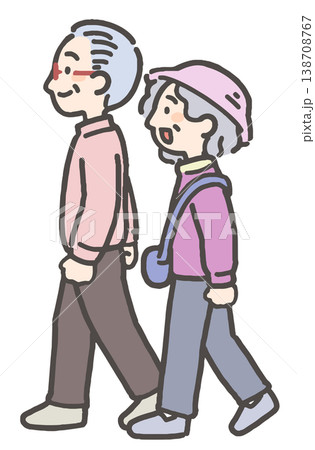 お出かけをするシニア層の男性と女性のカップル 138708767