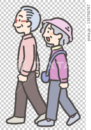 お出かけをするシニア層の男性と女性のカップル 138708767