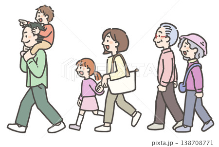 お出かけする三世代家族 お出かけする三世代家族 138708771
