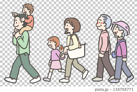 お出かけする三世代家族 お出かけする三世代家族 138708771