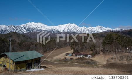 冠雪の北アルプス 山並みと稜線 長野県 冠雪の北アルプス 山並みと稜線 長野県 138708891