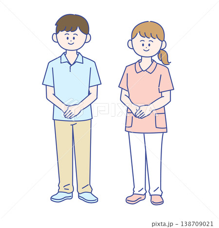 介護士の男女全身イラスト 介護士の男女全身イラスト 138709021