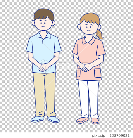 介護士の男女全身イラスト 介護士の男女全身イラスト 138709021